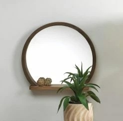 Outlet 🎉 Round Wooden Mirror with Shelf by Zingz & Thingz 👍 -Zingz and Thingz Shop D296864S 5