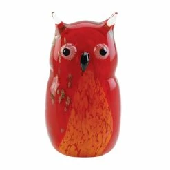 Best Pirce 🔔 5" Red Art Glass Owl Figure by Zingz & Thingz ✨