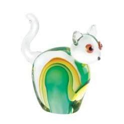 Coupon 😀 6.5" Green & Yellow Art Glass Cat Statue by Zingz & Thingz 🔥