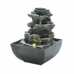 Outlet ⌛ 7" Tiered Rock Formation LED Tabletop Fountain by Zingz & Thingz ✨