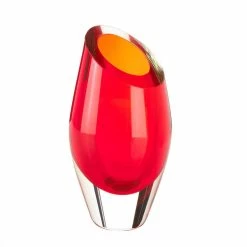 Best Sale 🧨 9.5" Red Cut Glass Vase by Zingz & Thingz 😀