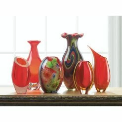 Best Sale 🧨 9.5" Red Cut Glass Vase by Zingz & Thingz 😀 -Zingz and Thingz Shop D296988S 3