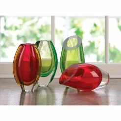 Best Sale 🧨 9.5" Red Cut Glass Vase by Zingz & Thingz 😀 -Zingz and Thingz Shop D296988S 4