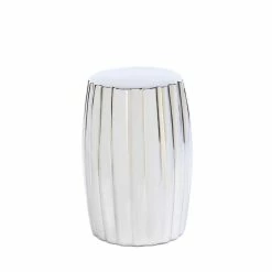 New 😀 18.5" Silver Decorative Stool by Zingz & Thingz ✔️