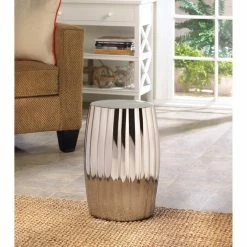 New 😀 18.5" Silver Decorative Stool by Zingz & Thingz ✔️ -Zingz and Thingz Shop D297102S 3