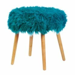 Top 10 🔔 17.25" Turquoise Faux Fur Stool by Zingz & Thingz 🔥