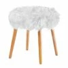 Deals ⌛ 17.25" White Faux Fur Stool by Zingz & Thingz 🎉 -Zingz and Thingz Shop D297126S 1