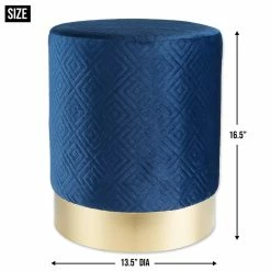 Deals 🌟 16.5" Navy Blue Velvet Stool by Zingz & Thingz 💯 -Zingz and Thingz Shop D297133S 8