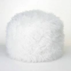 Best deal 🎉 12" Fuzzy White Ottoman Pouf by Zingz & Thingz 😍 -Zingz and Thingz Shop D297148S 1