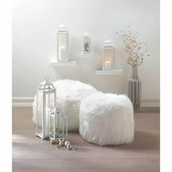 Best deal 🎉 12" Fuzzy White Ottoman Pouf by Zingz & Thingz 😍 -Zingz and Thingz Shop D297148S 3