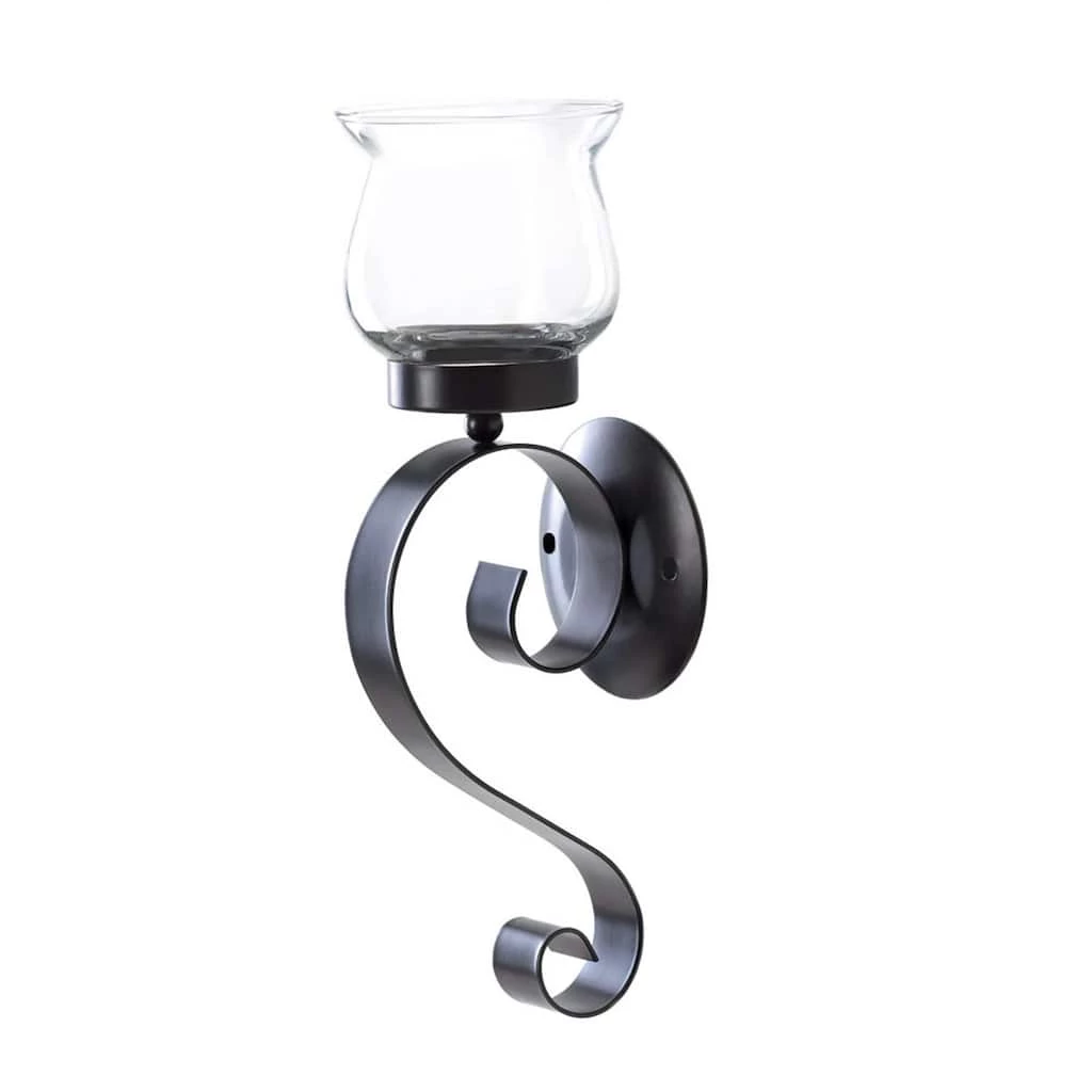 Hot Sale β€οΈ 10.5" Black Rustic Iron and Glass Scrolling Candle Holder Wall Sconce by Zingz & Thingz π 3 Hot Sale β€οΈ 10.5" Black Rustic Iron and Glass Scrolling Candle Holder Wall Sconce by Zingz & Thingz π