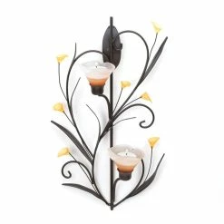 Deals ⭐ 15" Amber Lilies Candle Wall Sconce by Zingz & Thingz 😉 -Zingz and Thingz Shop D297188S 3