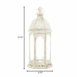 Cheap 🛒 16'' Graceful Distressed White Lantern by Zingz & Thingz 💯 -Zingz and Thingz Shop D297270S 4