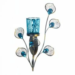 Wholesale 👍 11'' Peacock Inspired Single Candle Wall Sconce by Zingz & Thingz 🔥