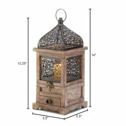 Coupon 🌟 14'' Flip-Top Wooden Lantern by Zingz & Thingz 😍 -Zingz and Thingz Shop D297318S 3