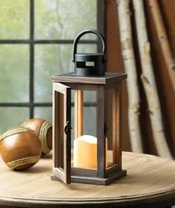 Cheapest ⭐ 10.75" Lodge Wooden Lantern with LED Candle by Zingz & Thingz ⌛ -Zingz and Thingz Shop D297339S 5