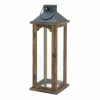 Budget 🎁 22.25" Simple Metal Top Wooden Lantern by Zingz & Thingz ❤️ -Zingz and Thingz Shop D297349S 1