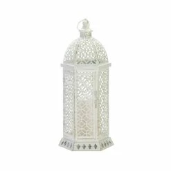 Brand new 👍 20" White Cutwork Hexagon Lantern by Zingz & Thingz 😍 -Zingz and Thingz Shop D297358S 2