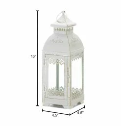 Deals 💯 13" Rustic Metal White Lace Victorian Style Domed Lantern by Zingz & Thingz ⌛ -Zingz and Thingz Shop D297360S 3