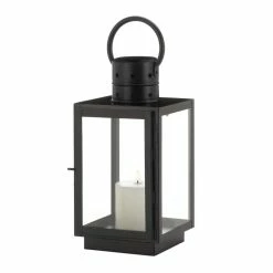 Budget 🔥 15" Black Iron & Glass Square Lantern by Zingz & Thingz 💯 -Zingz and Thingz Shop D297383S 2
