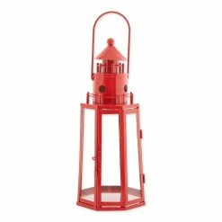 Hot Sale 💯 13.5" Red Lighthouse Hanging Candle Lantern by Zingz & Thingz ⭐