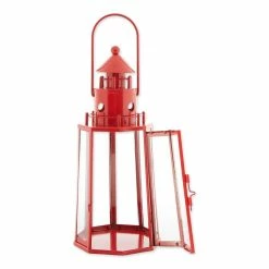 Hot Sale 💯 13.5" Red Lighthouse Hanging Candle Lantern by Zingz & Thingz ⭐ -Zingz and Thingz Shop D297423S 2