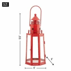 Hot Sale 💯 13.5" Red Lighthouse Hanging Candle Lantern by Zingz & Thingz ⭐ -Zingz and Thingz Shop D297423S 6