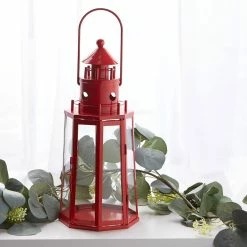 Hot Sale 💯 13.5" Red Lighthouse Hanging Candle Lantern by Zingz & Thingz ⭐ -Zingz and Thingz Shop D297423S 9