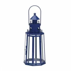 Cheap 🎁 13.5" Blue Lighthouse Hanging Candle Lantern by Zingz & Thingz ⌛
