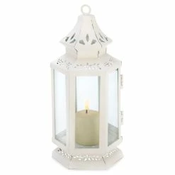Best Pirce π 8" White Metal Victorian Lantern with Floral Cutouts by Zingz & Thingz π―