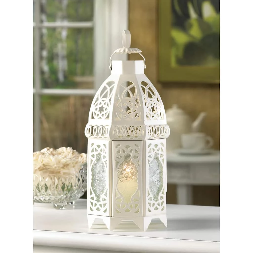 Cheap π 12" White Lattice Moroccan Style Candle Lantern by Zingz & Thingz π 4 Cheap π 12" White Lattice Moroccan Style Candle Lantern by Zingz & Thingz π - Image 2