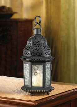 Best Sale 🤩 10.25" Decorative Clear Glass Moroccan Style Hanging Candle Lantern by Zingz & Thingz 😍 -Zingz and Thingz Shop D297478S 8