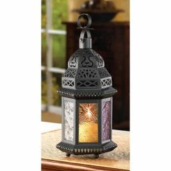 Buy ⭐ 10.25" Rainbow Moroccan Style Hanging Candle Lantern by Zingz & Thingz ✔️ -Zingz and Thingz Shop D297480S 6