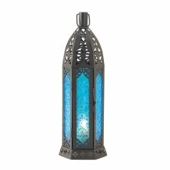 Hot Sale ✨ 13" Tall Floret Blue Candle Lantern by Zingz & Thingz 🤩
