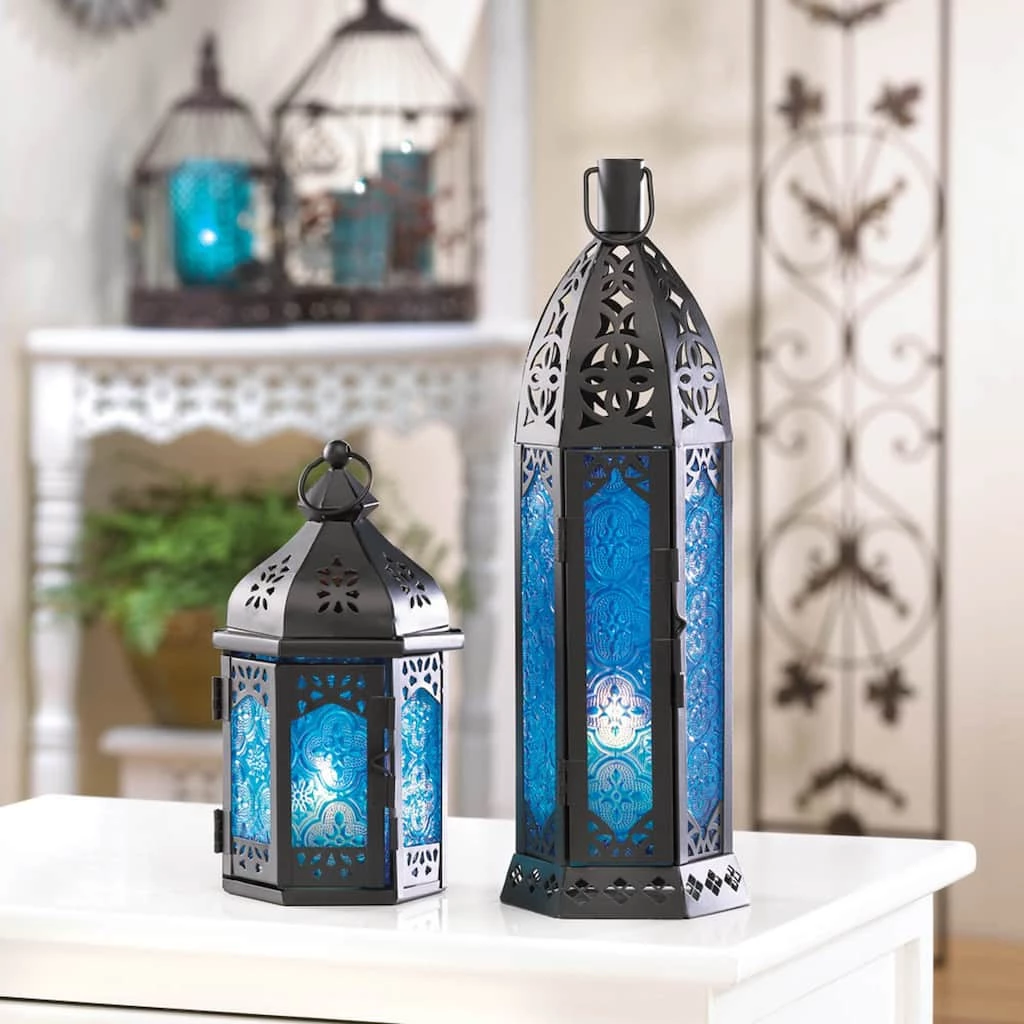 Hot Sale β¨ 13" Tall Floret Blue Candle Lantern by Zingz & Thingz π€© 4 Hot Sale β¨ 13" Tall Floret Blue Candle Lantern by Zingz & Thingz π€© - Image 2