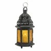 Coupon 😍 10" Black Moroccan Style Hanging Candle Lantern with Etched Yellow Glass by Zingz & Thingz 🥰