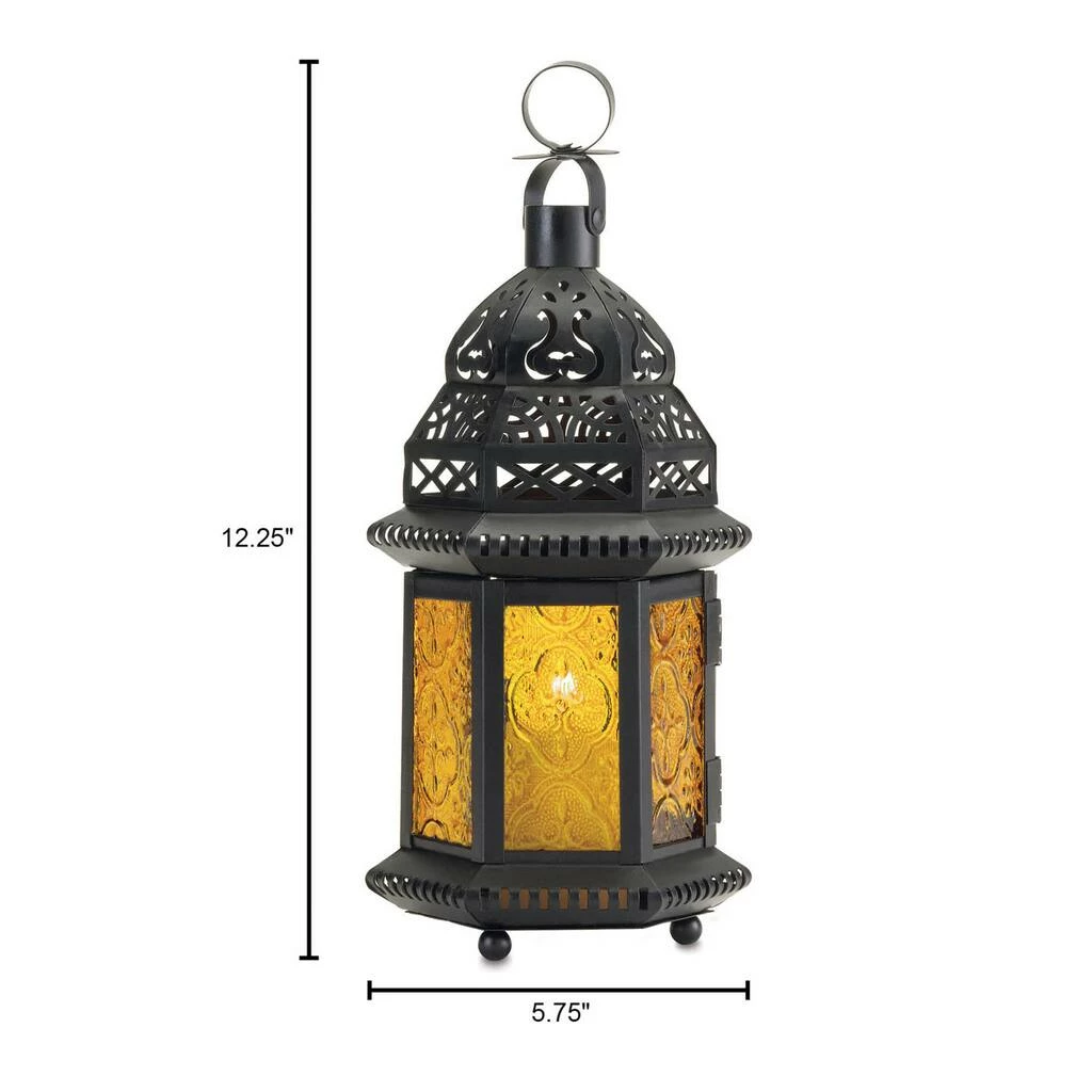 Coupon π 10" Black Moroccan Style Hanging Candle Lantern with Etched Yellow Glass by Zingz & Thingz π₯° 4 Coupon π 10" Black Moroccan Style Hanging Candle Lantern with Etched Yellow Glass by Zingz & Thingz π₯° - Image 2