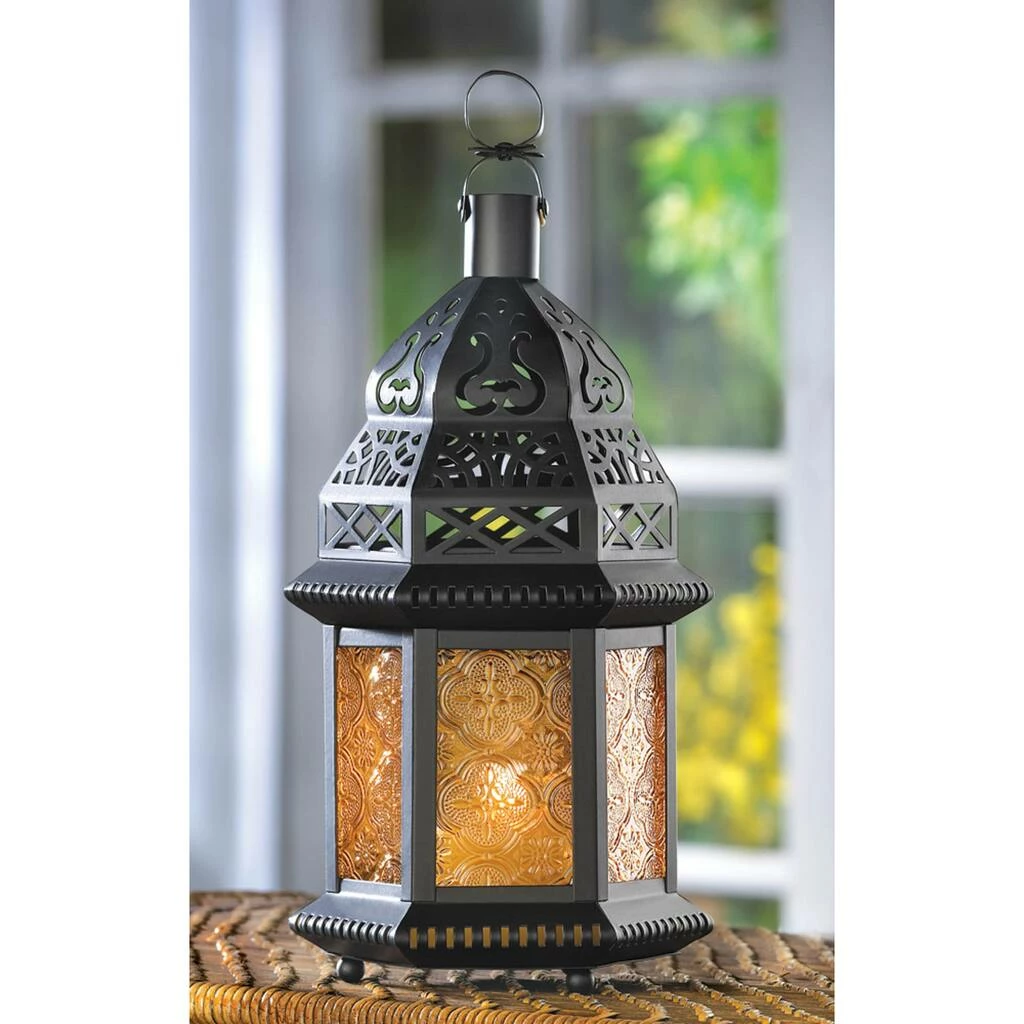 Coupon π 10" Black Moroccan Style Hanging Candle Lantern with Etched Yellow Glass by Zingz & Thingz π₯° 5 Coupon π 10" Black Moroccan Style Hanging Candle Lantern with Etched Yellow Glass by Zingz & Thingz π₯° - Image 3