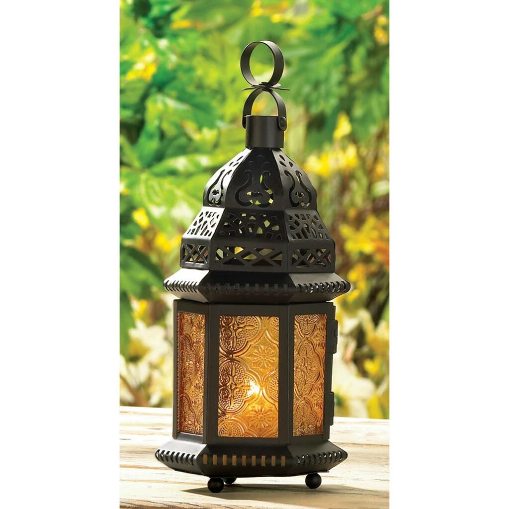 Coupon π 10" Black Moroccan Style Hanging Candle Lantern with Etched Yellow Glass by Zingz & Thingz π₯° 6 Coupon π 10" Black Moroccan Style Hanging Candle Lantern with Etched Yellow Glass by Zingz & Thingz π₯° - Image 4