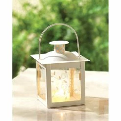 Best reviews of 🧨 4.75" Small White Square Candle Lantern with Leaves by Zingz & Thingz ✔️ -Zingz and Thingz Shop D297534S 2