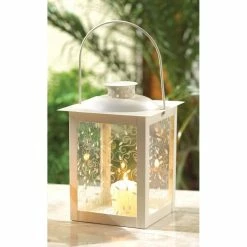 Wholesale ⌛ 8" Large White Square Candle Lantern with Leaves by Zingz & Thingz 😉 -Zingz and Thingz Shop D297538S 3