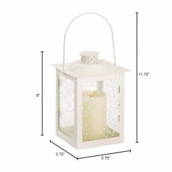 Wholesale ⌛ 8" Large White Square Candle Lantern with Leaves by Zingz & Thingz 😉 -Zingz and Thingz Shop D297538S 4