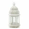 Cheapest 🎁 15" White Metal Moroccan Style Hanging Candle Lantern with Etched Floral by Zingz & Thingz 🌟 -Zingz and Thingz Shop D297552S 1