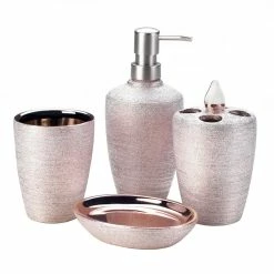 Brand new 👏 Rose Golden Shimmer Bath Accessory Set by Zingz & Thingz 🔥