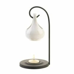 Best deal ✨ 7.5" White Porcelain Tear Drop Tea Candle Oil Warmer by Zingz & Thingz ⭐