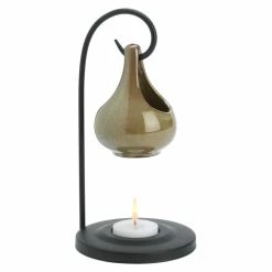 Brand new 𧨠8" Earth Tone Porcelain Tear Drop Candle Oil Warmer by Zingz & Thingz π