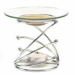 Best Pirce π 4" Modern Swirl Metal & Glass Candle Oil Warmer by Zingz & Thingz β