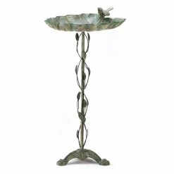 Buy 🔔 27.5" Verdigris Leaf Birdbath by Zingz & Thingz 🌟