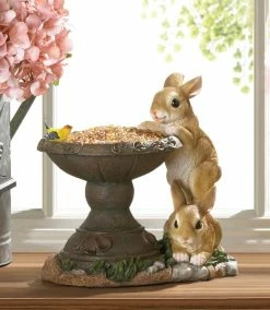 Cheap 👏 10.5'' Playful Bunnies Bird Feeder by Zingz & Thingz ❤️ -Zingz and Thingz Shop D298721S 4