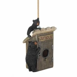 Promo 🎉 8.5'' Black Bear Outhouse Birdhouse by Zingz & Thingz ✔️